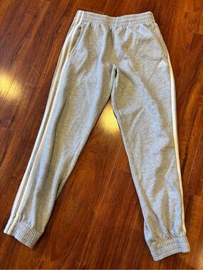 adidas Kids Light Gray Three-Stripe Joggers